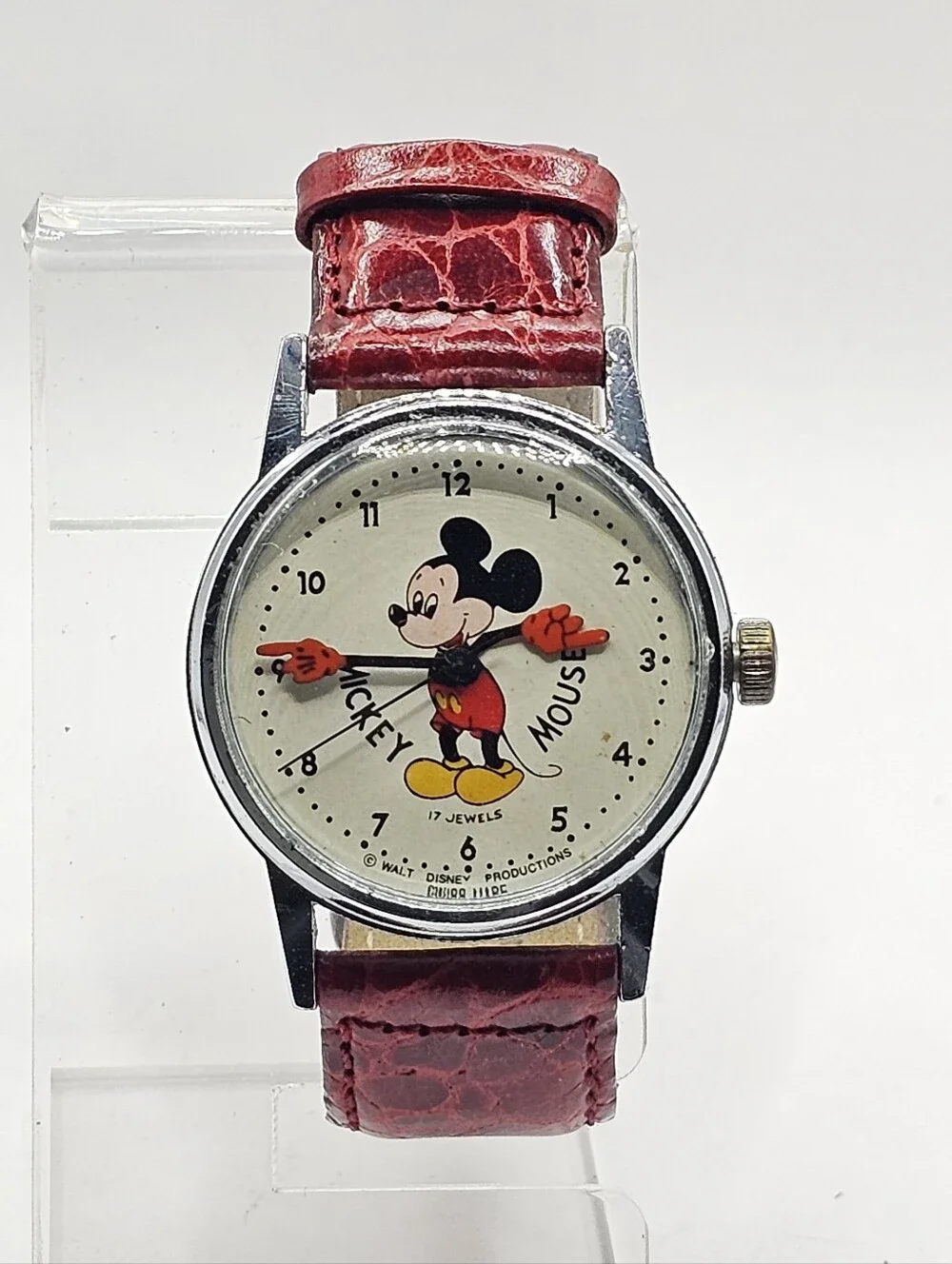 Walt Disney Mickey Mouse 17 Jewels Manually Wound Wristwatch Non-working